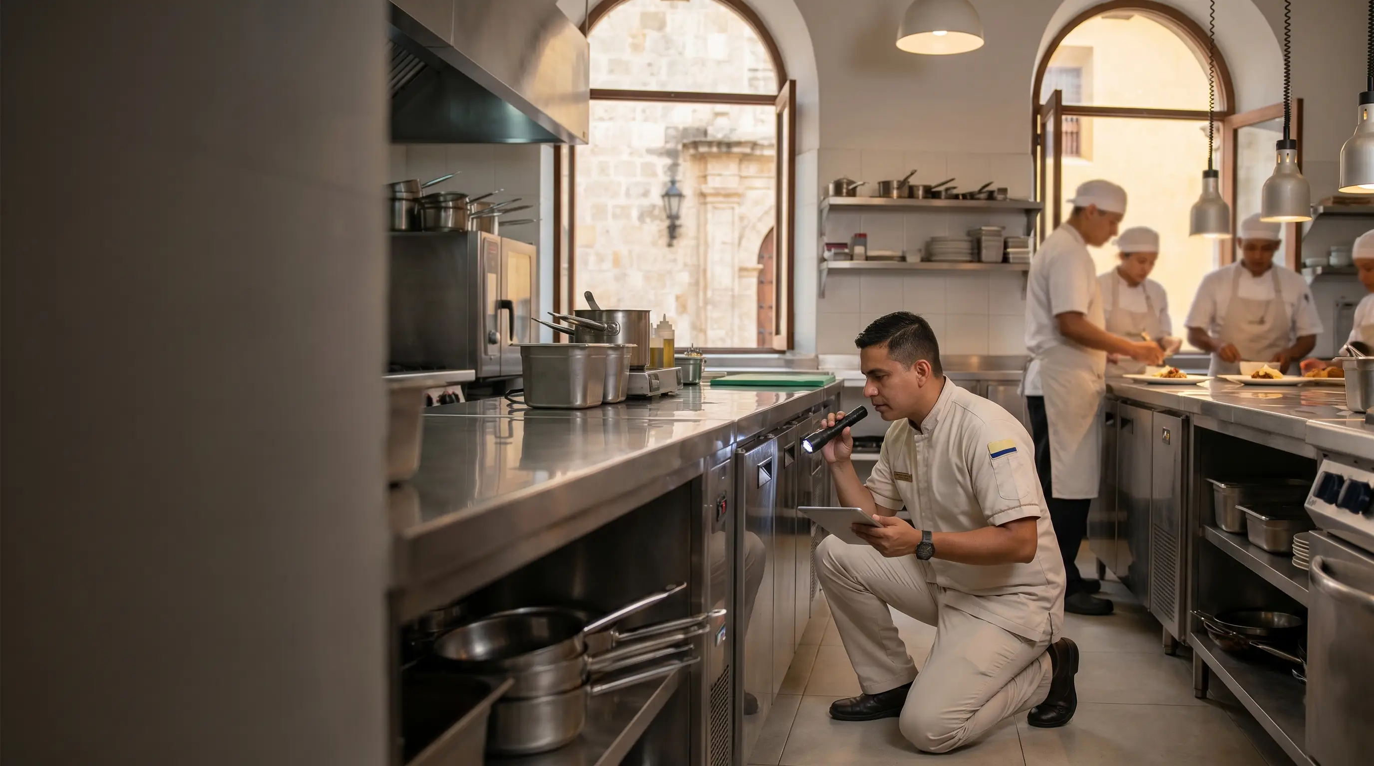 Inspección preventiva de plagas en cocina comercial de Cartagena